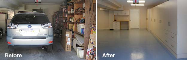 Garage makeover before and after